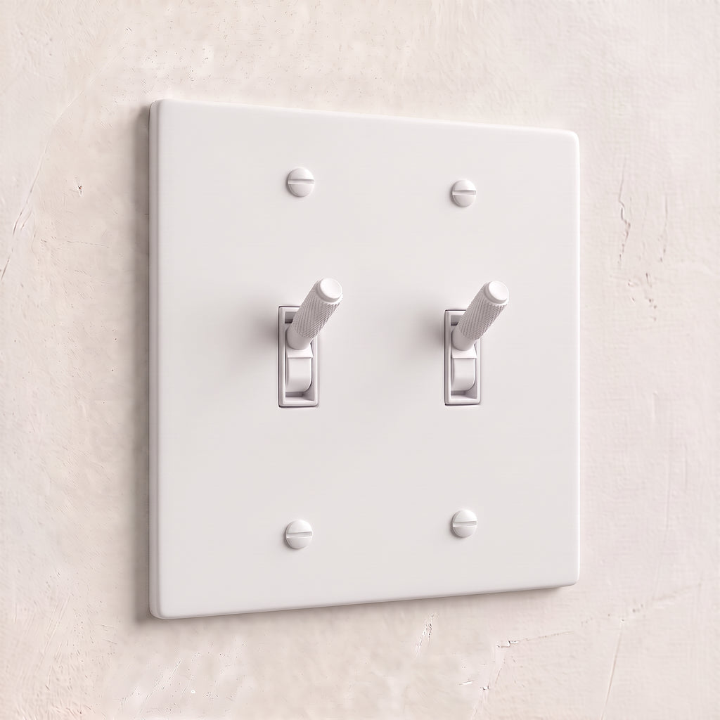 2-Gang Solid Brass Knurled Toggle Light Switch