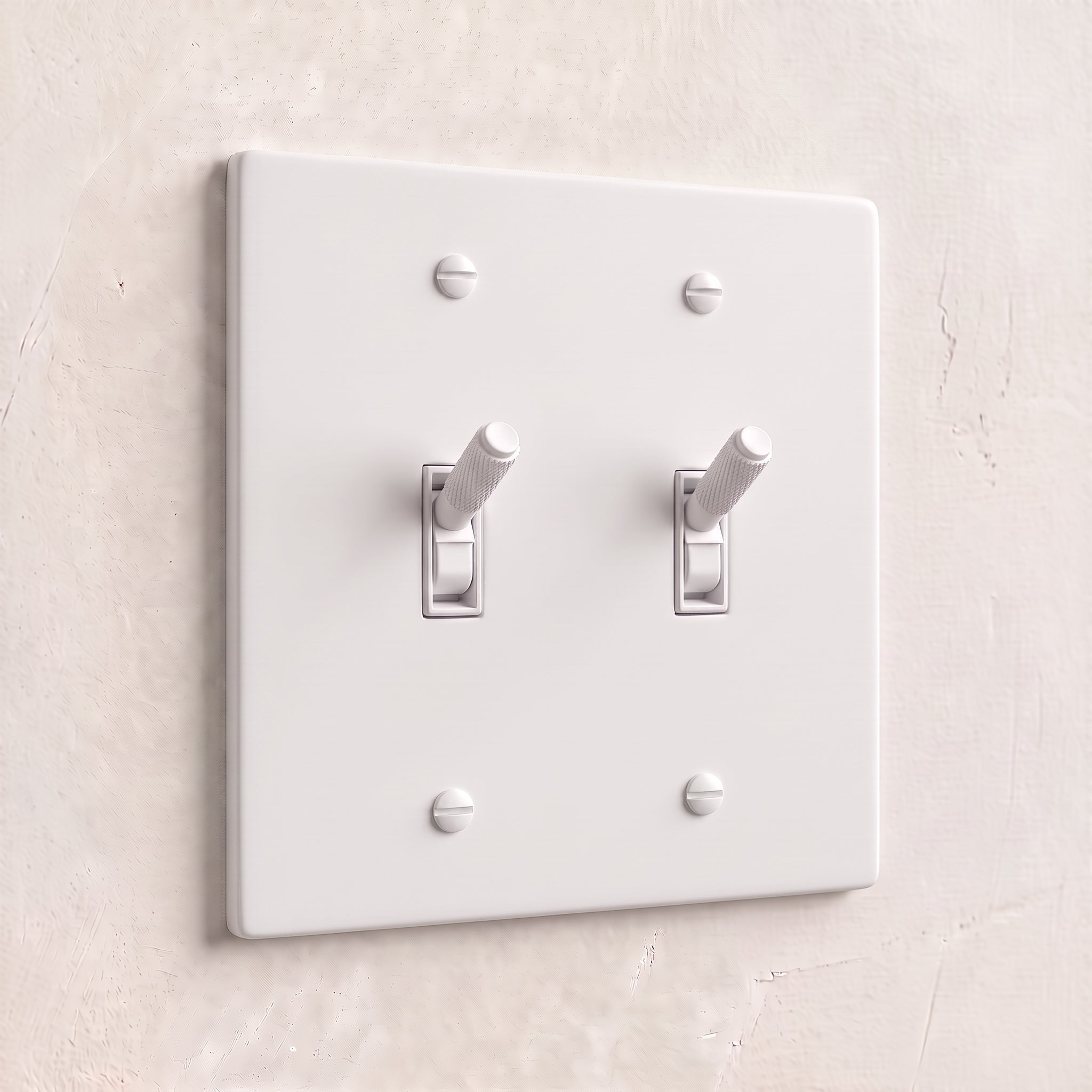 2-Gang Solid Brass Knurled Toggle Light Switch