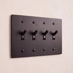 4-Gang Solid Brass Knurled Toggle Light Switch
