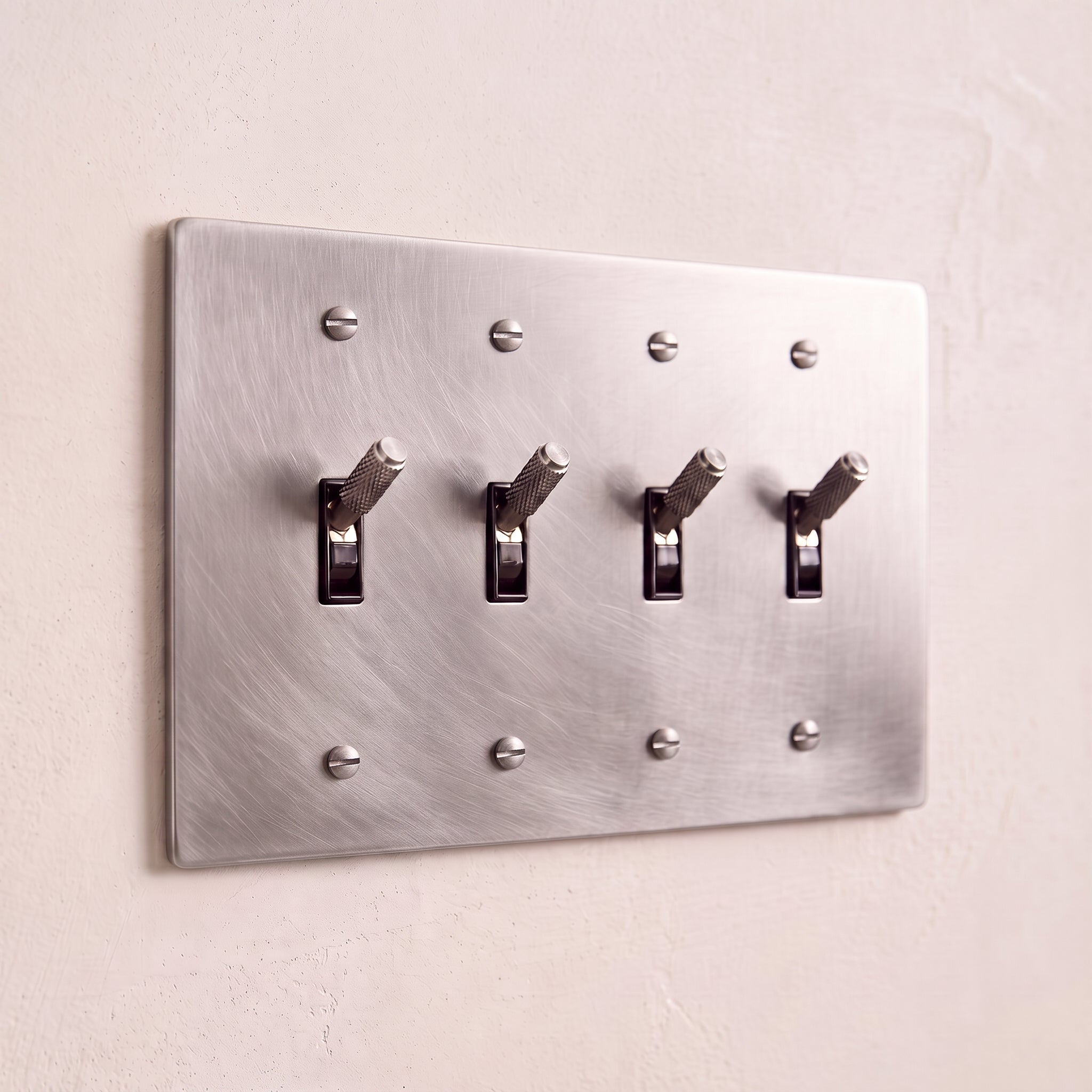 4-Gang Solid Brass Knurled Toggle Light Switch