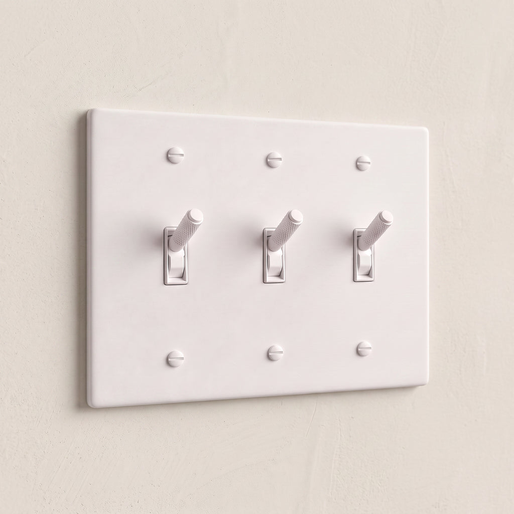 3-Gang Solid Brass Knurled Toggle Light Switch