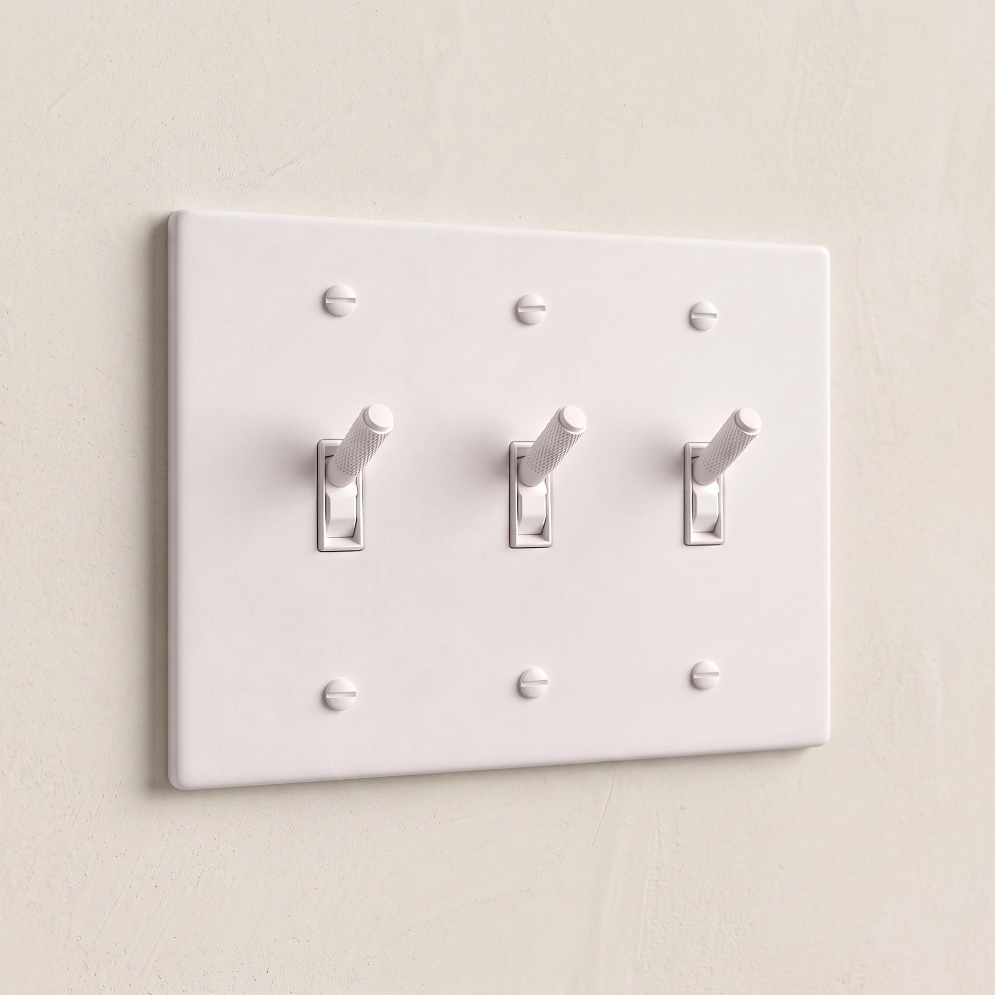 3-Gang Solid Brass Knurled Toggle Light Switch