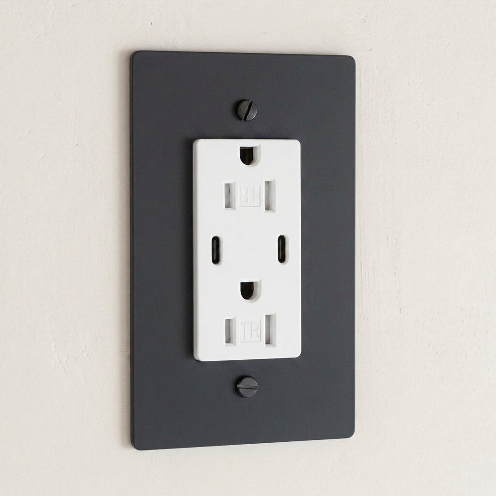 Solid Brass Dual USB-C Electrical Outlet