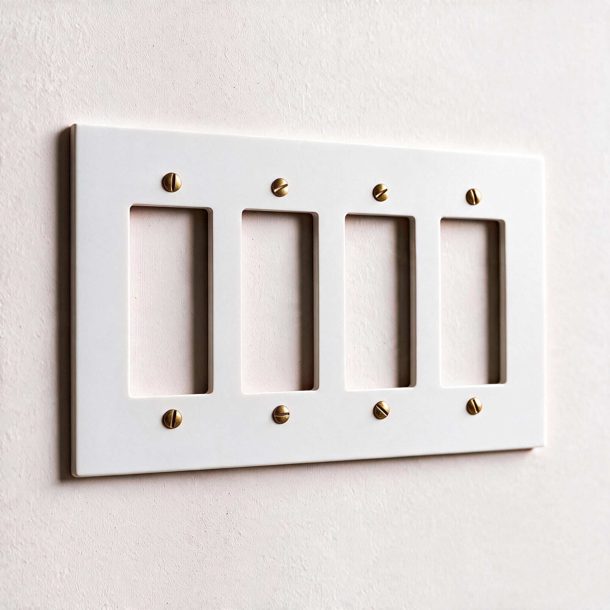 4-Gang Solid Brass Decorator Wall Plate / Outlet Cover (Decora/Rocker/GFCI)
