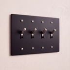 4-Gang Solid Brass Knurled Toggle Light Switch