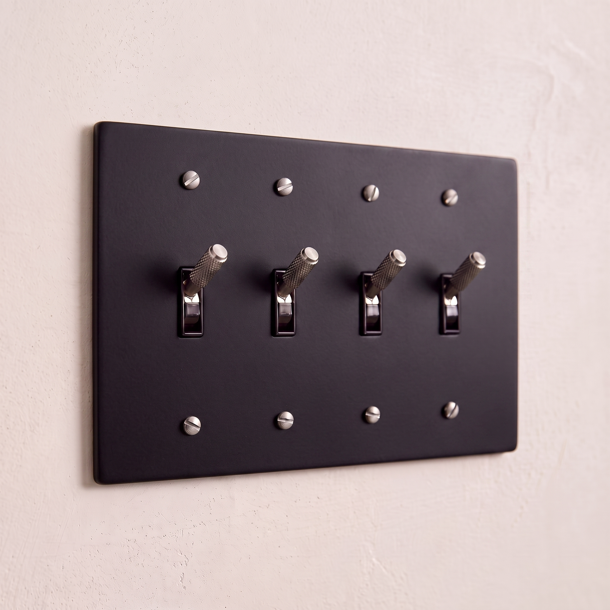 4-Gang Solid Brass Knurled Toggle Light Switch