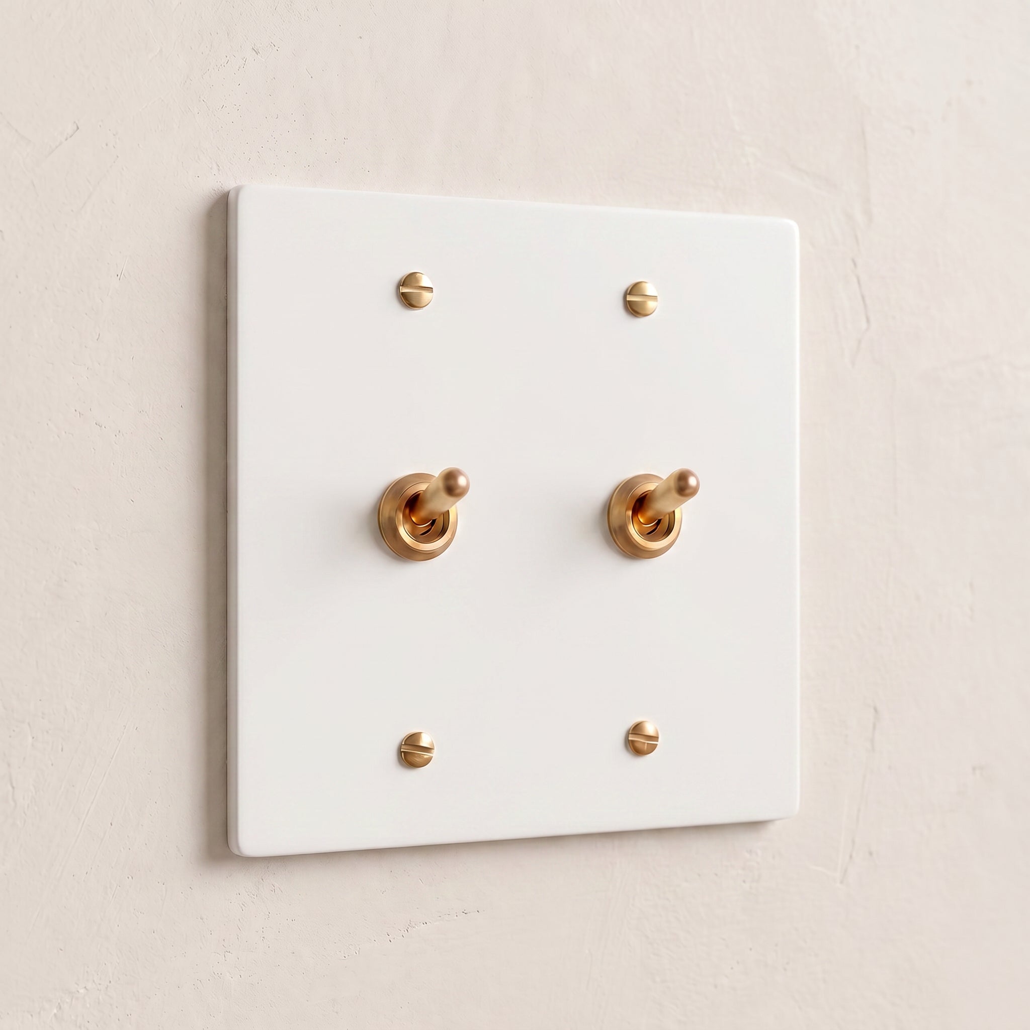 2-Gang Solid Brass Retro Toggle Light Switch