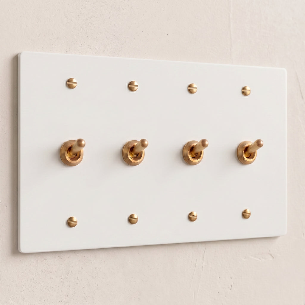 4-Gang Solid Brass Retro Toggle Light Switch