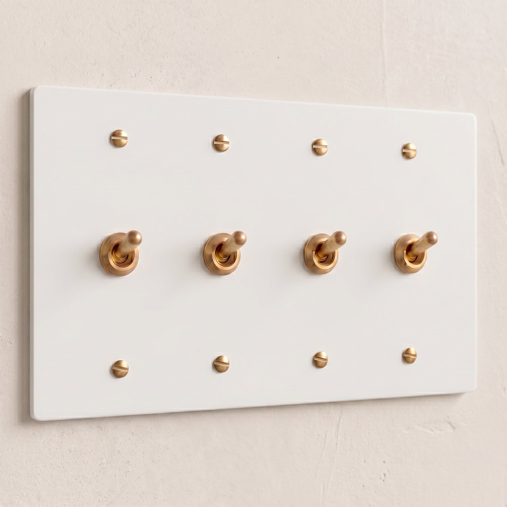 4-Gang Solid Brass Retro Toggle Light Switch