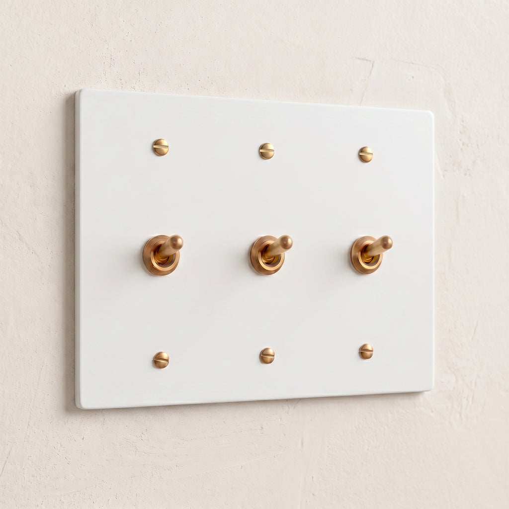 3-Gang Solid Brass Retro Toggle Light Switch