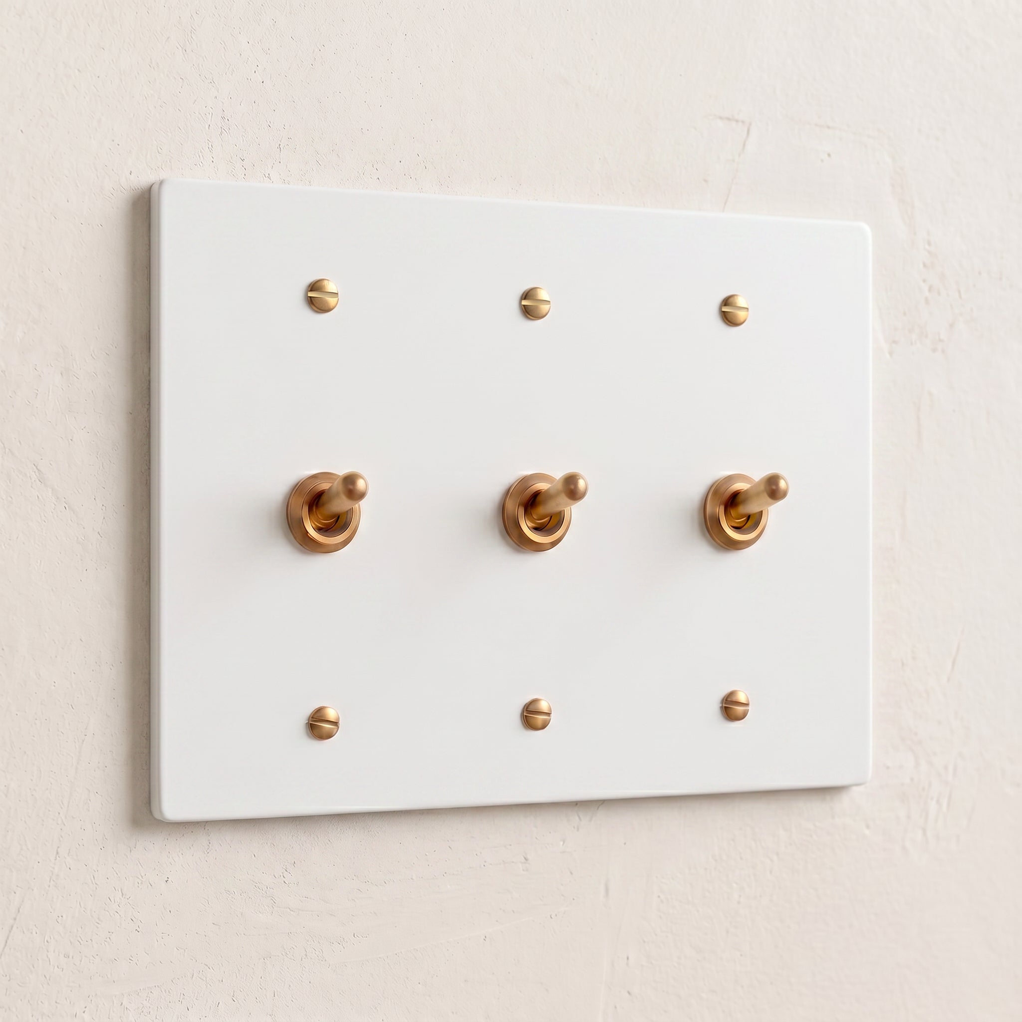 3-Gang Solid Brass Retro Toggle Light Switch