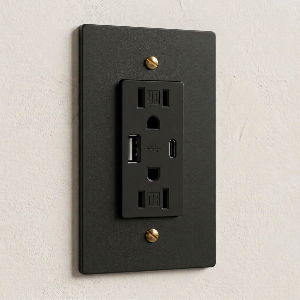 Solid Brass USB-A + USB-C Charging Outlet