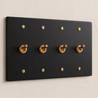 4-Gang Solid Brass Retro Toggle Light Switch