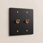 2-Gang Solid Brass Retro Toggle Light Switch
