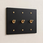 3-Gang Solid Brass Retro Toggle Light Switch