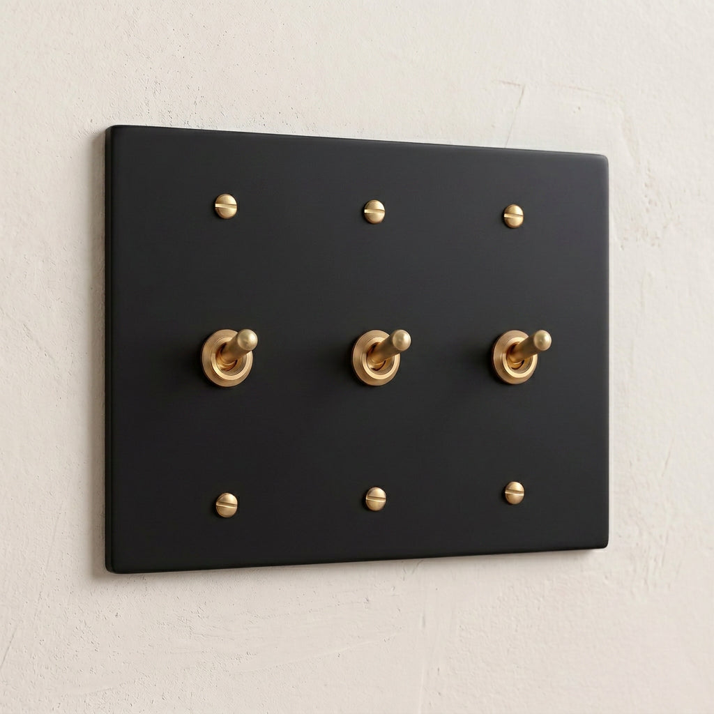 3-Gang Solid Brass Retro Toggle Light Switch