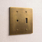 2-Gang Solid Brass Dimmer + Toggle Wall Plate