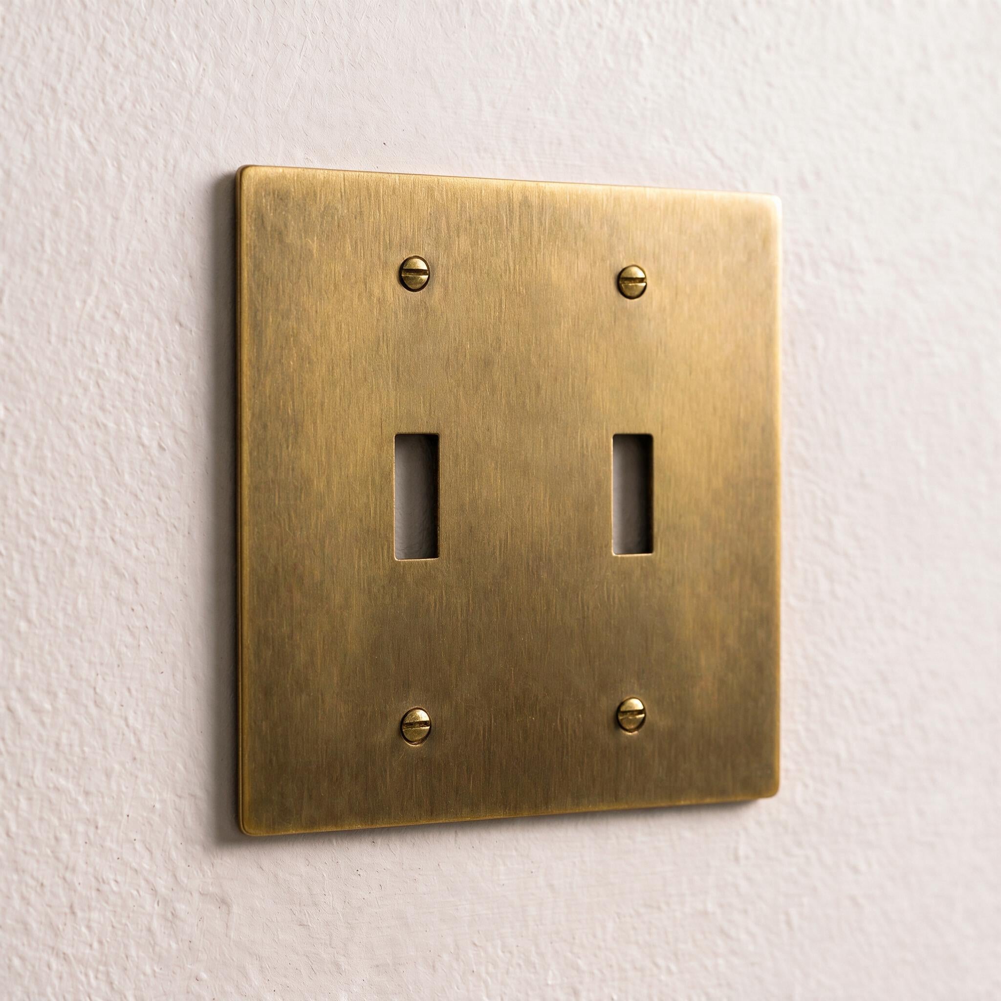 2-Gang Solid Brass Toggle Wall Plate
