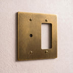 2-Gang Brass Dimmer + Outlet Wall Plate (Rotary + Decorator)