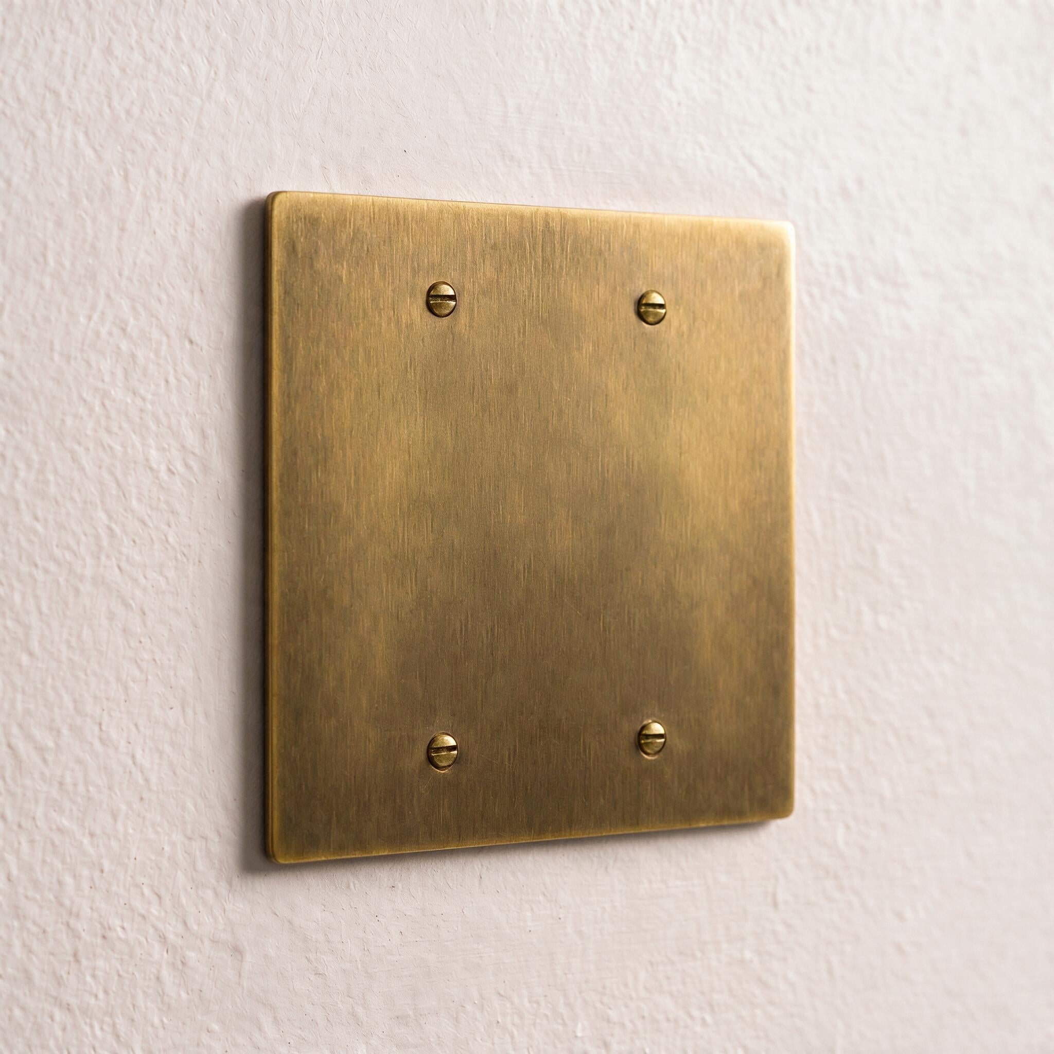 2-Gang Brass Blank Wall Plate