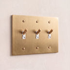 3-Gang Solid Brass Knurled Toggle Light Switch