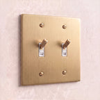 2-Gang Solid Brass Knurled Toggle Light Switch