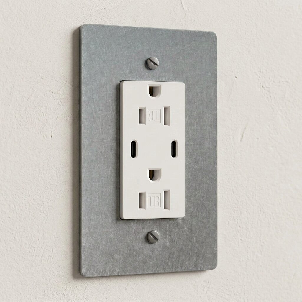 Solid Brass Dual USB-C Electrical Outlet