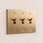 3-Gang Solid Brass Knurled Toggle Light Switch