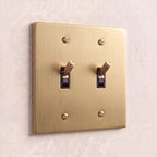 2-Gang Solid Brass Knurled Toggle Light Switch