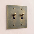 2-Gang Solid Brass Knurled Toggle Light Switch