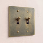 2-Gang Solid Brass Knurled Toggle Light Switch