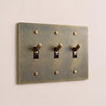 3-Gang Solid Brass Knurled Toggle Light Switch