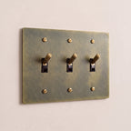 3-Gang Solid Brass Knurled Toggle Light Switch