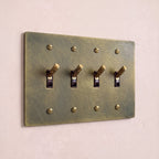 4-Gang Solid Brass Knurled Toggle Light Switch