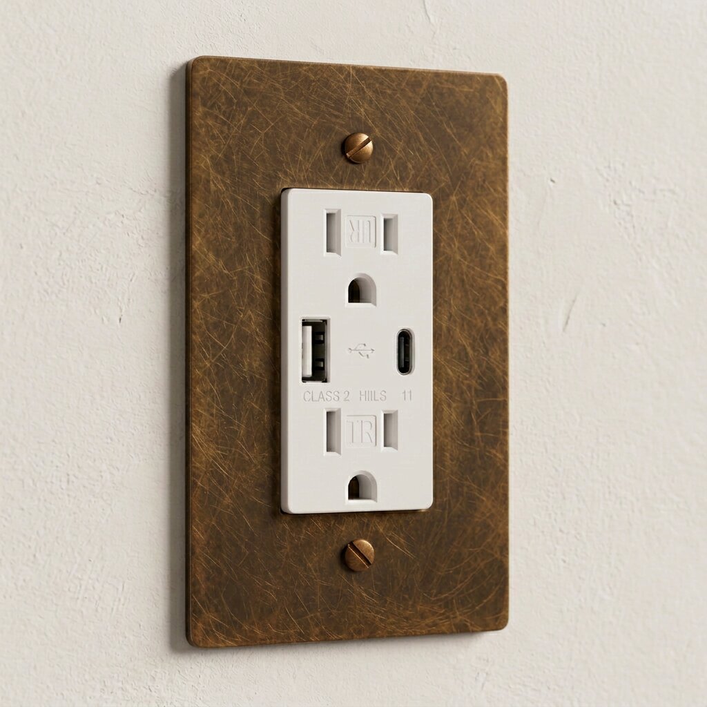 Solid Brass USB-A + USB-C Charging Outlet