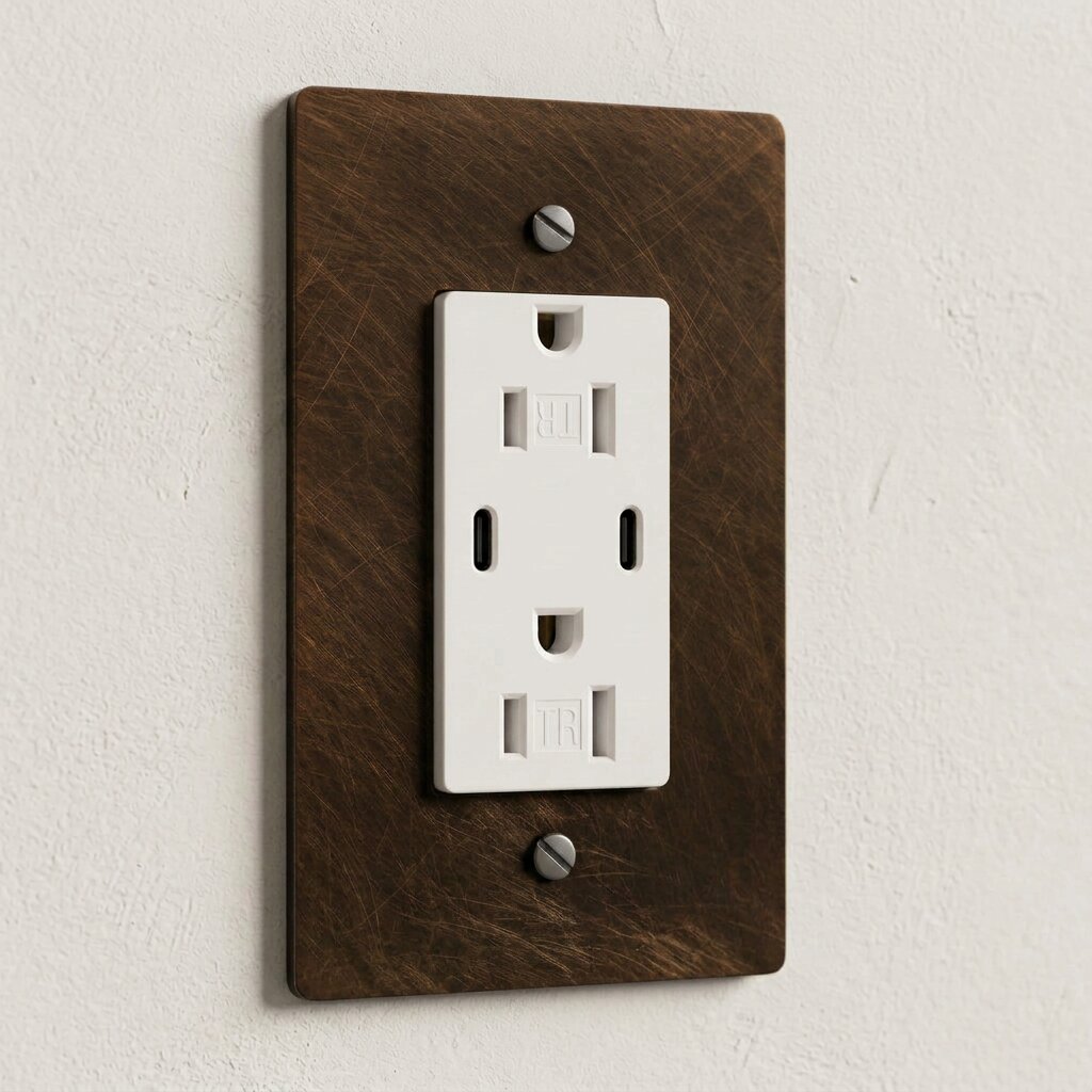 Solid Brass Dual USB-C Electrical Outlet