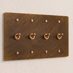 4-Gang Solid Brass Retro Toggle Light Switch