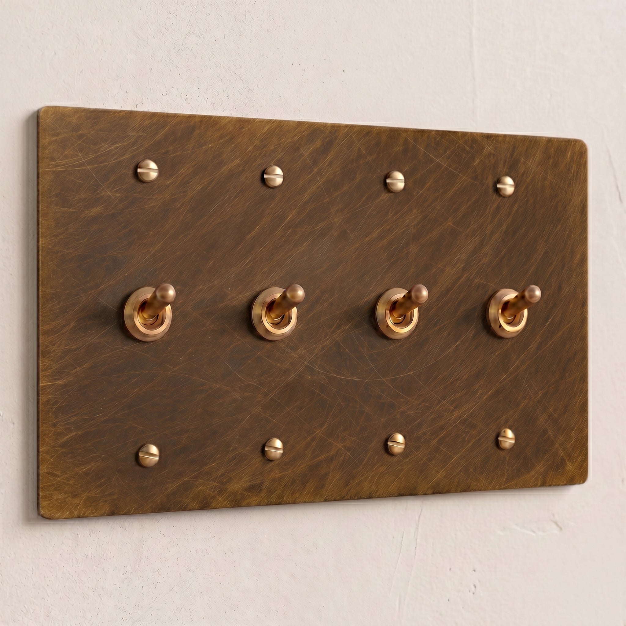 4-Gang Solid Brass Retro Toggle Light Switch