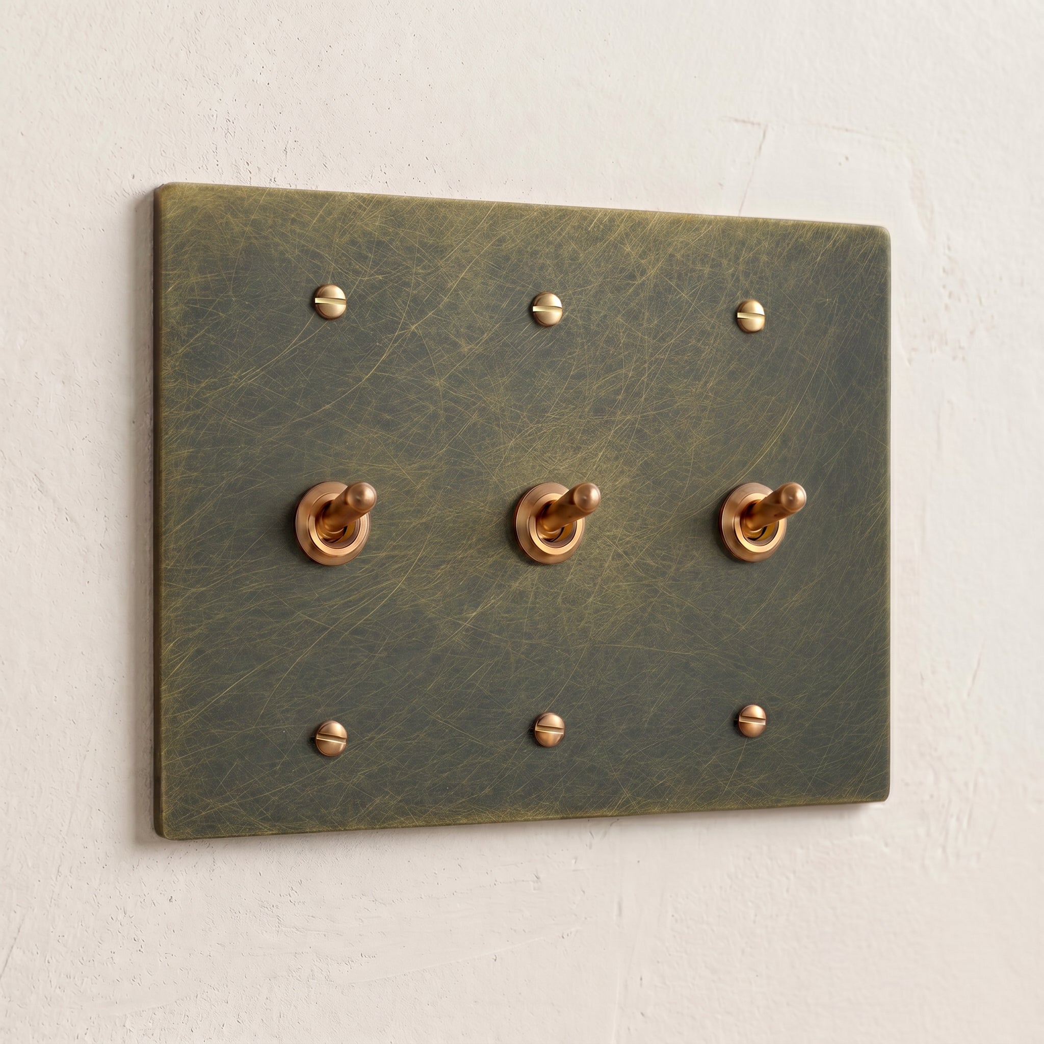 3-Gang Solid Brass Retro Toggle Light Switch