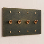 4-Gang Solid Brass Retro Toggle Light Switch