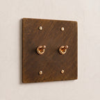 2-Gang Solid Brass Retro Toggle Light Switch