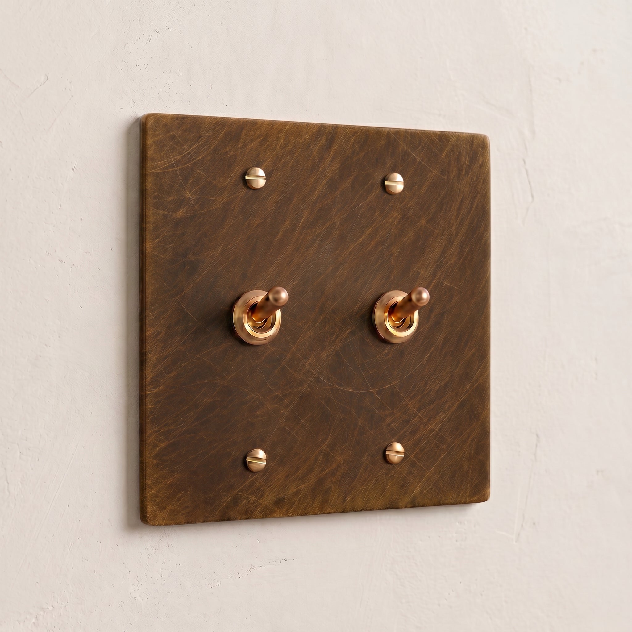2-Gang Solid Brass Retro Toggle Light Switch