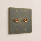 2-Gang Solid Brass Retro Toggle Light Switch