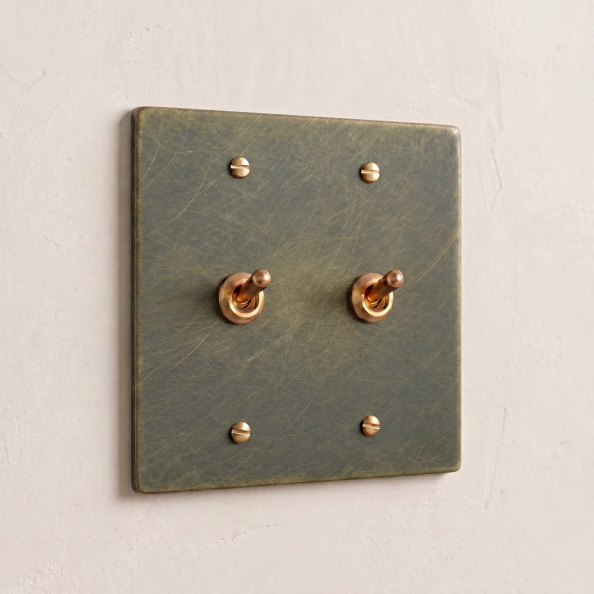 2-Gang Solid Brass Retro Toggle Light Switch