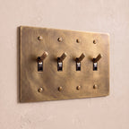 4-Gang Solid Brass Knurled Toggle Light Switch