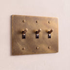 3-Gang Solid Brass Knurled Toggle Light Switch