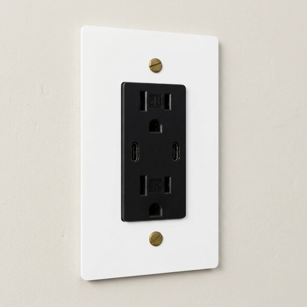 Solid Brass Dual USB-C Electrical Outlet