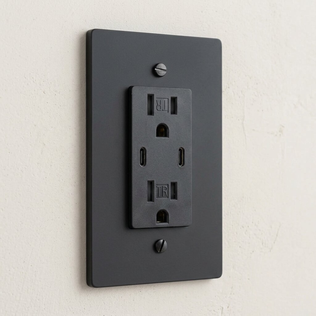 Solid Brass Dual USB-C Electrical Outlet
