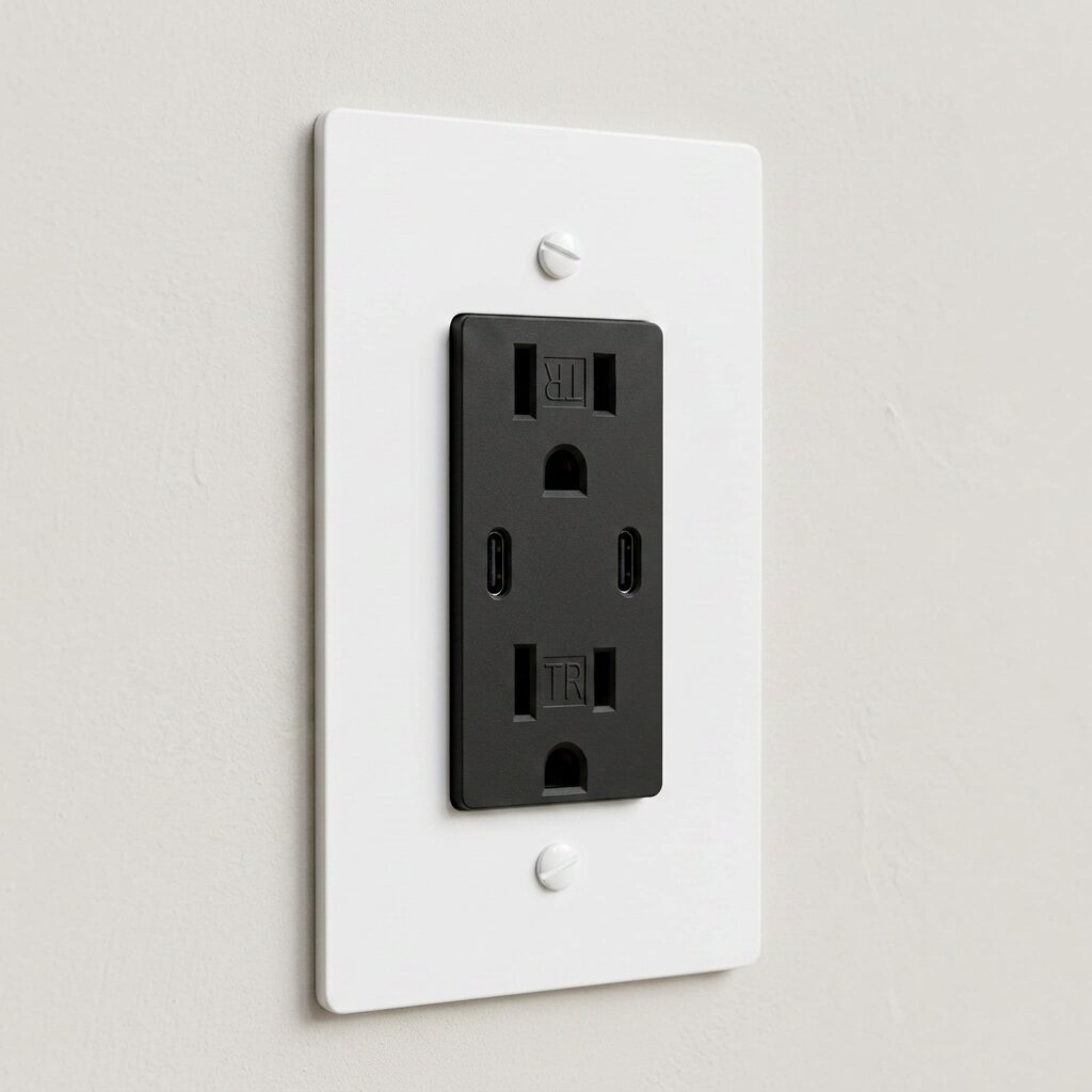 Solid Brass Dual USB-C Electrical Outlet