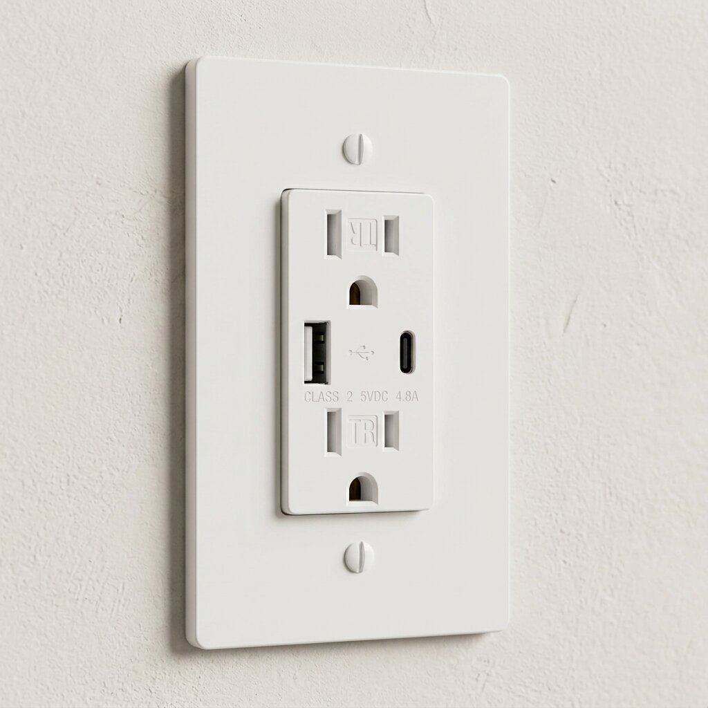 Solid Brass USB-A + USB-C Charging Outlet